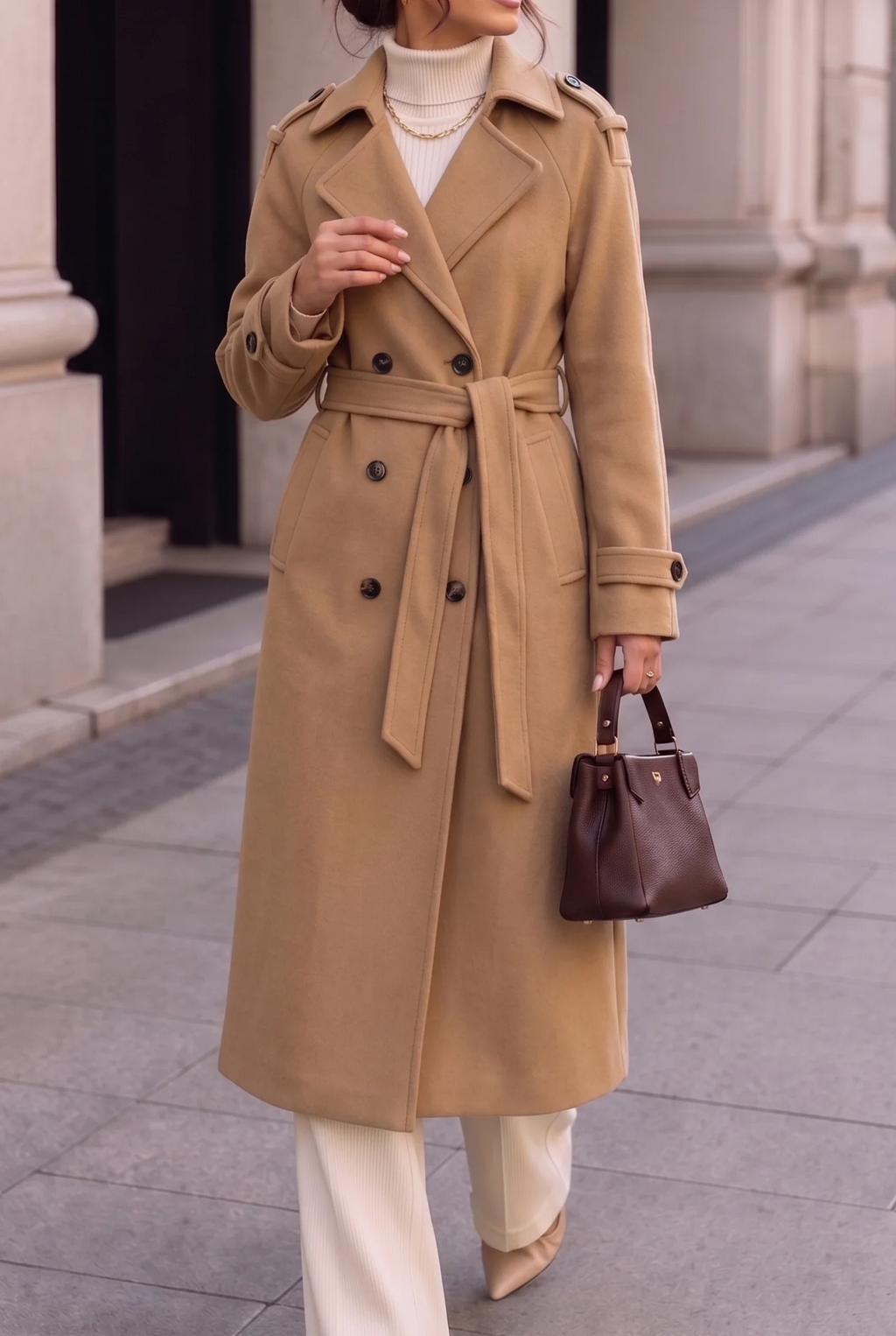 Emilia | Belted Double-Breasted Long Coat