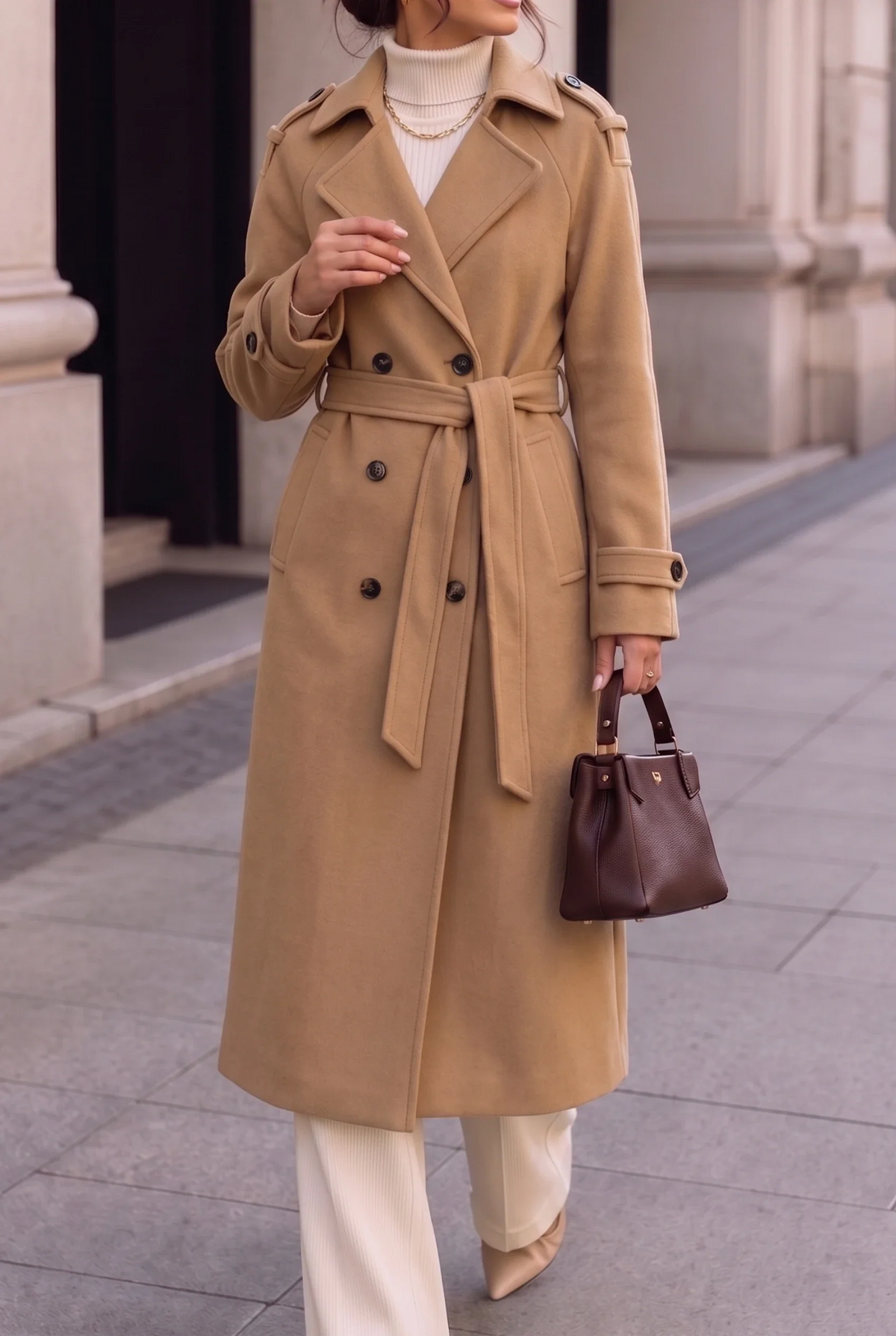 Emilia | Belted Double-Breasted Long Coat
